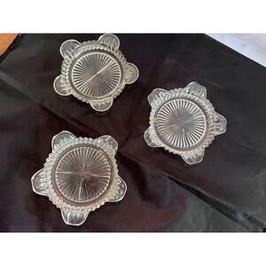 Vintage Mid Century Round Glass ashtrays- Set of 3